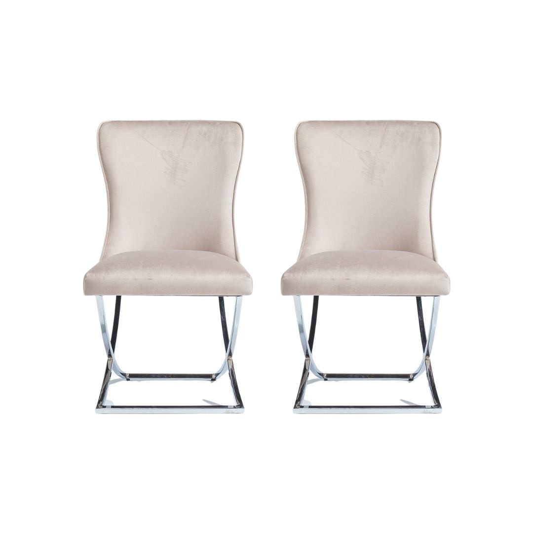 beige dining chairs with chrome legs