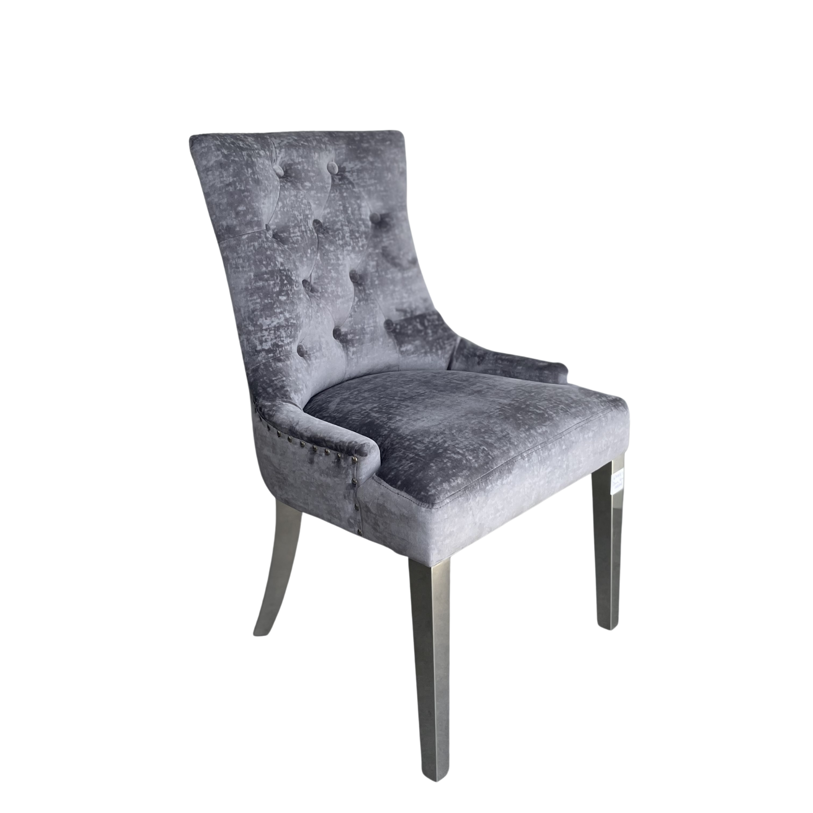 2x Chaise de salle à manger de luxe - Gris foncé - Pieds en métal (Chrome)