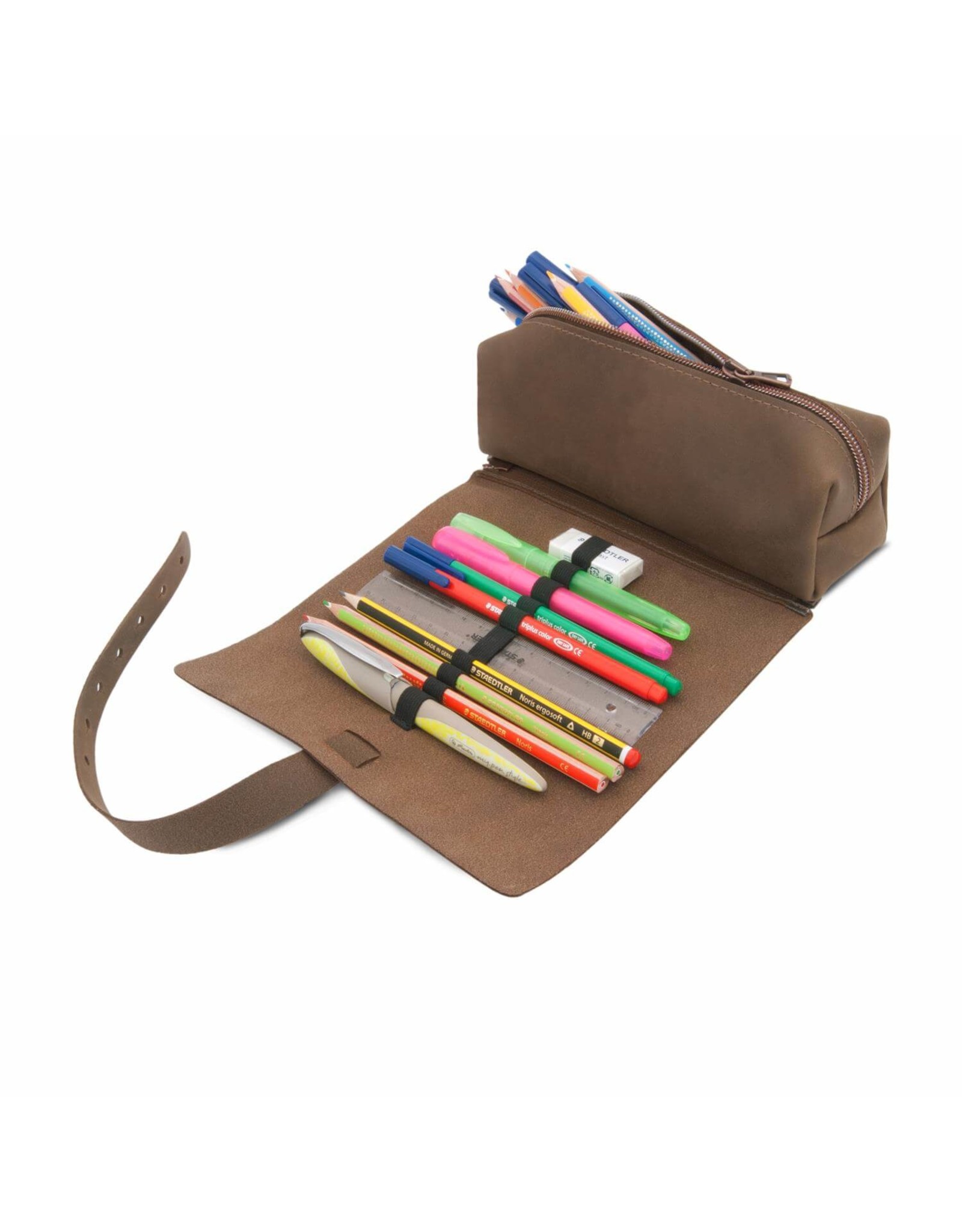 THEWO | "Tamea" 3 in 1 omwikkelbare etui van vintage leer - old antique