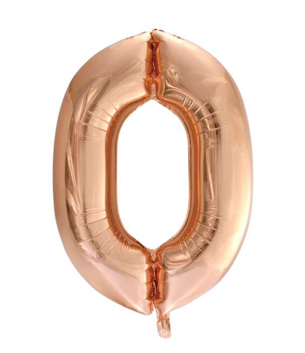 Cijferballon XXL rosé goud / 0