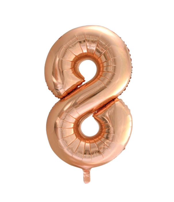 Cijferballon XXL rosé goud / 8