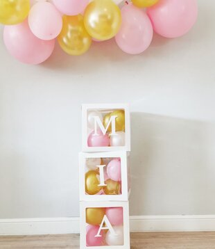 DIY Ballonnen box: met naam en eigen kleuren