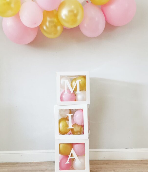 DIY Ballonnen box: met naam en eigen kleuren