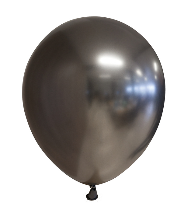 10x Chrome donkergrijze ballonnen
