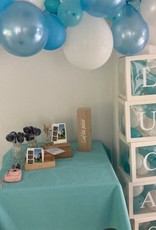 DIY ballonnen blokken met naam: Blauw/wit