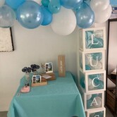 DIY ballonnen blokken met naam: Blauw/wit