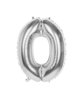 Cijferballon XXL zilver | 0