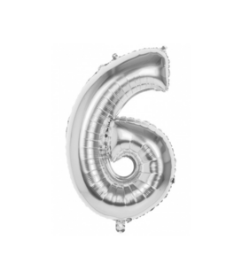 Cijferballon XXL zilver | 6