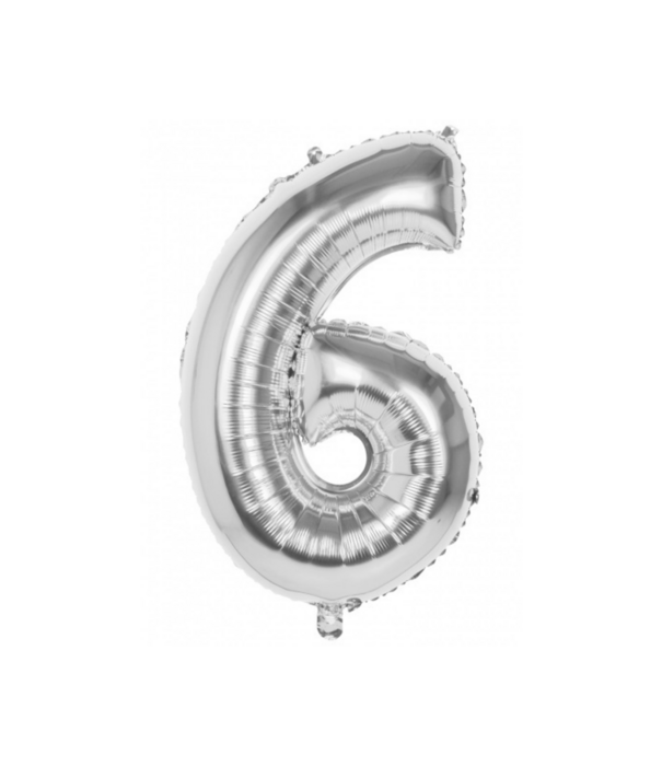 Cijferballon XXL zilver | 6