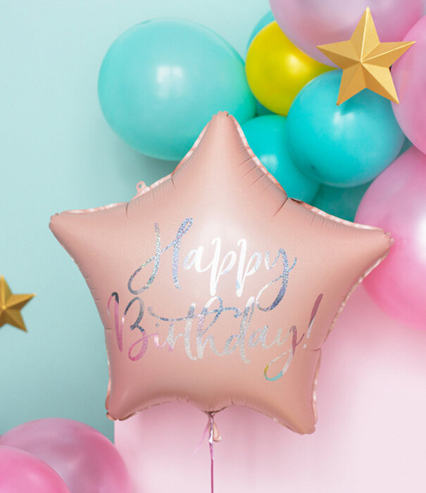 Folieballon happy birtdhay lichtroze