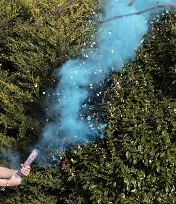 Rookkanon gender reveal | blauw