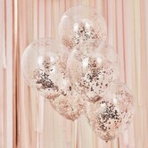 Rose gouden confettiballon 5x