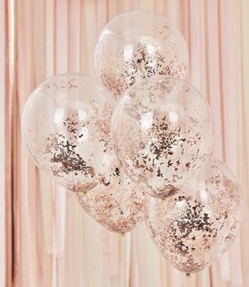 Rose gouden confettiballon 5x