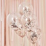 Rose gouden confettiballon 5x