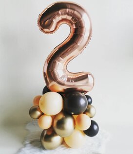 ballonnentoren met cijfer | Bruin/goud/peach
