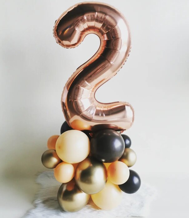 ballonnentoren met cijfer | Bruin/goud/peach