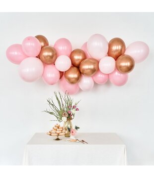 OPGEBLAZEN ballonnenboog: Roze/koper