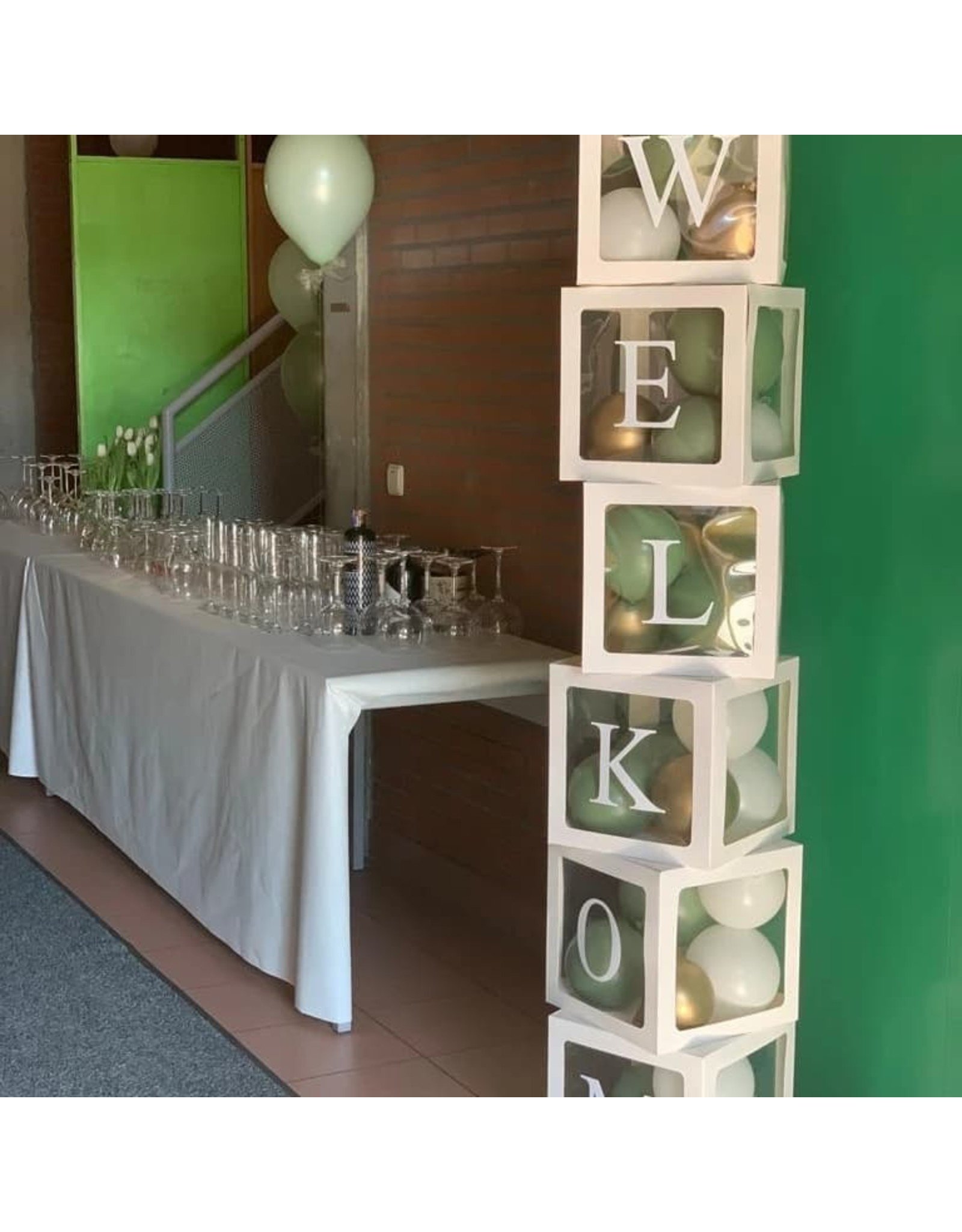 DIY Ballonnen blokken met naam: Goud-groen