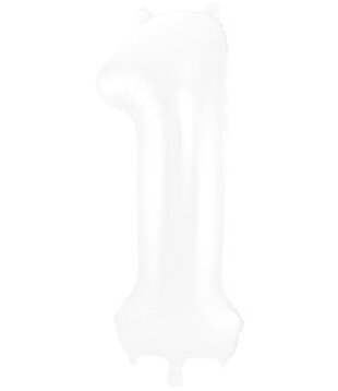 Cijferballon 1 XXL | wit