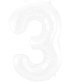 Cijferballon  3  XXL | wit