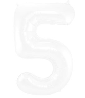 Cijferballon  5 XXL | wit
