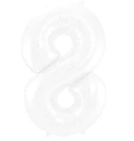 Cijferballon  8  XXL | wit