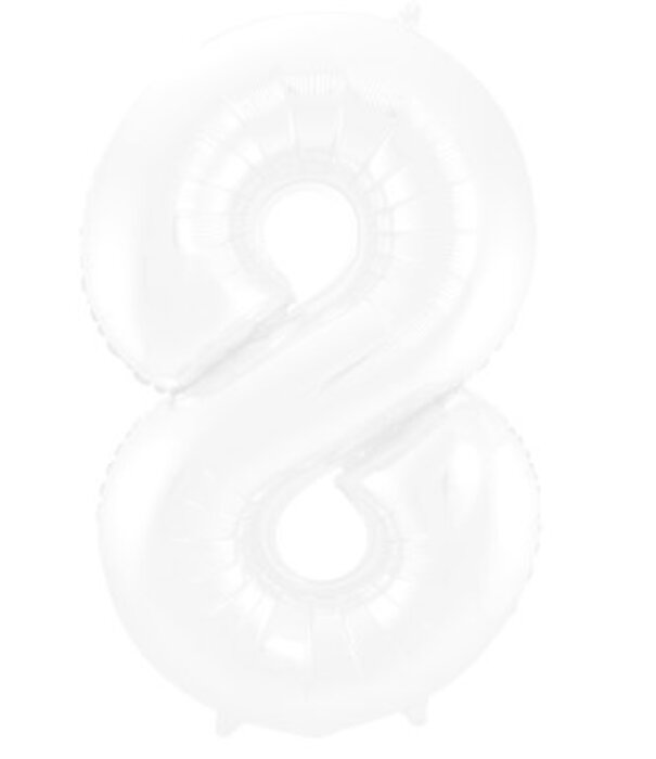 Cijferballon  8  XXL | wit