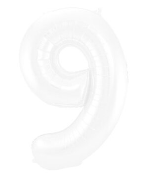 Cijferballon  9  XXL | wit