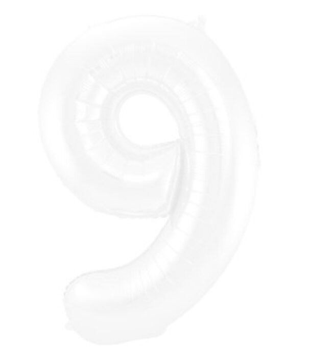Cijferballon  9  XXL | wit