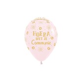 5x latex ballon: Hoera met je communie roze