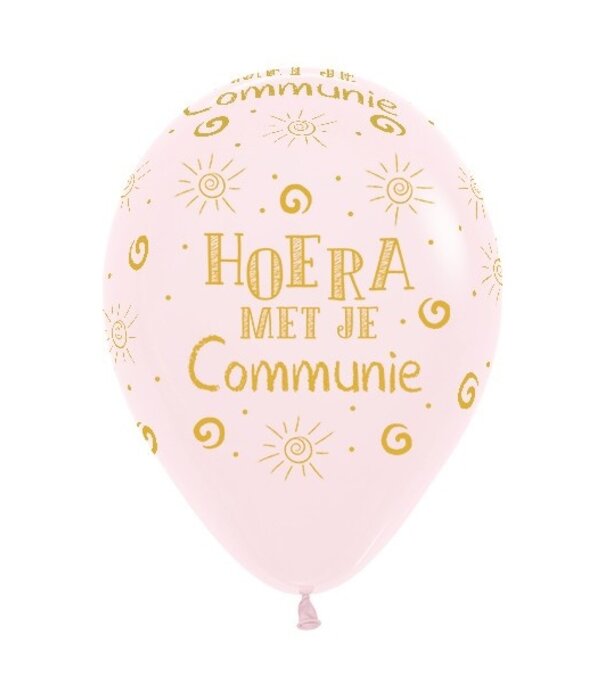 5x latex ballon: Hoera met je communie roze