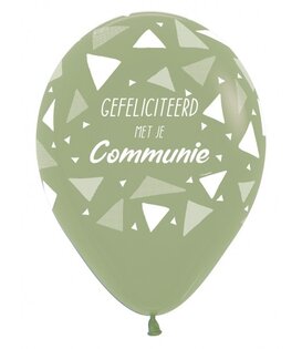 5x Latex ballon: Communie olijfgroen