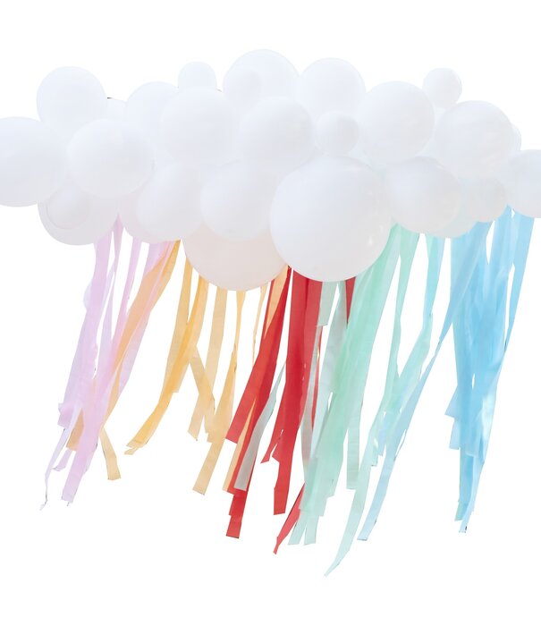 Ballonnenboog met regenboog steamers