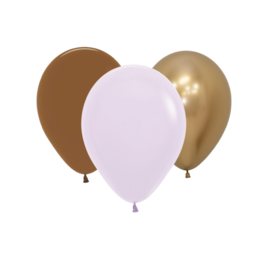 WOW ballonnenmix: Bruin/sand/goud