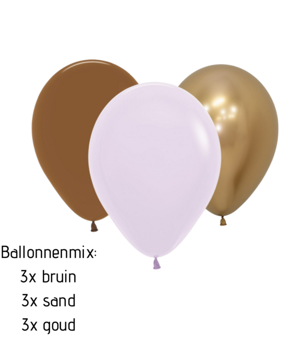 WOW ballonnenmix: Bruin/sand/goud