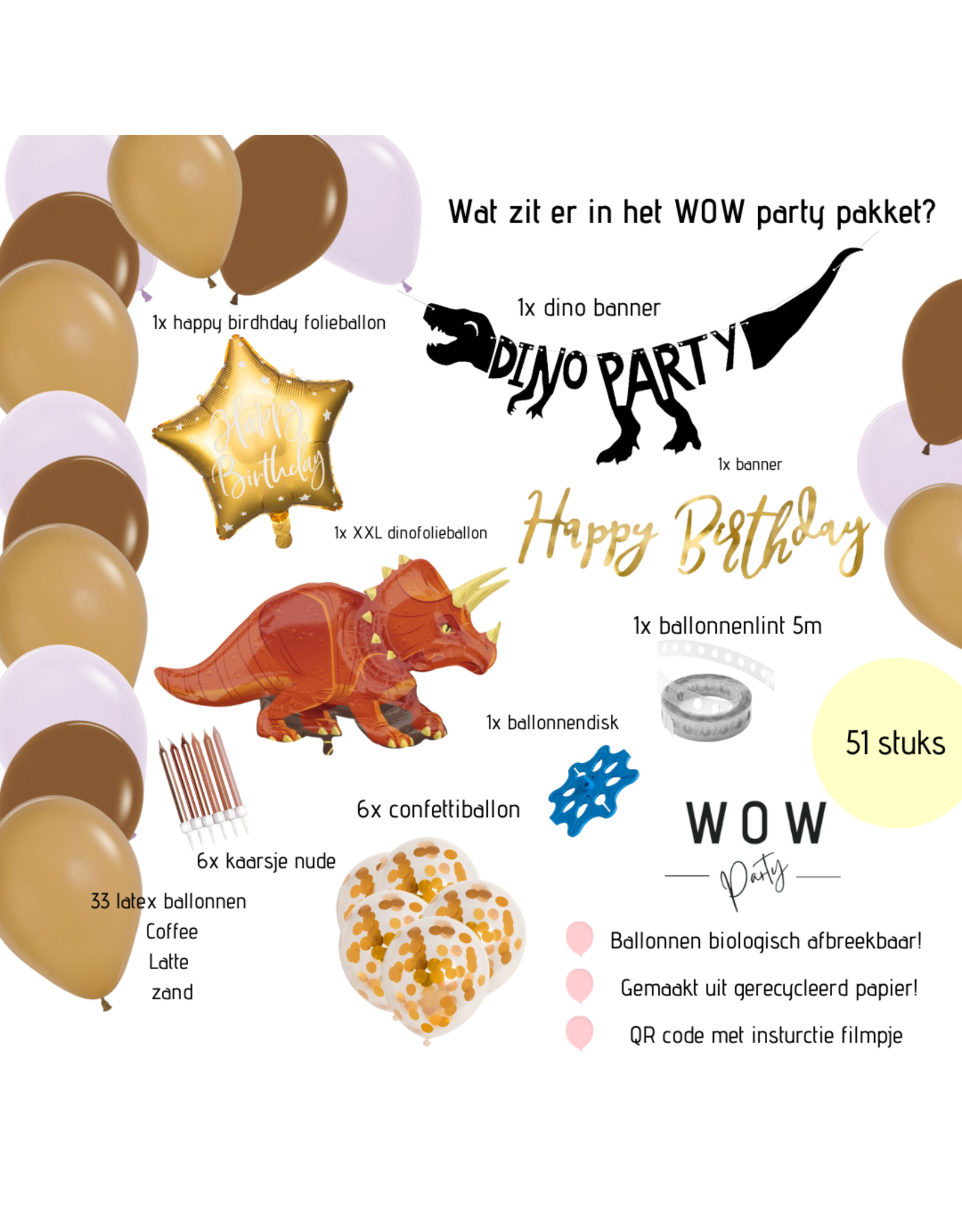 wowparty WOW partypakket: Dino ballonnen