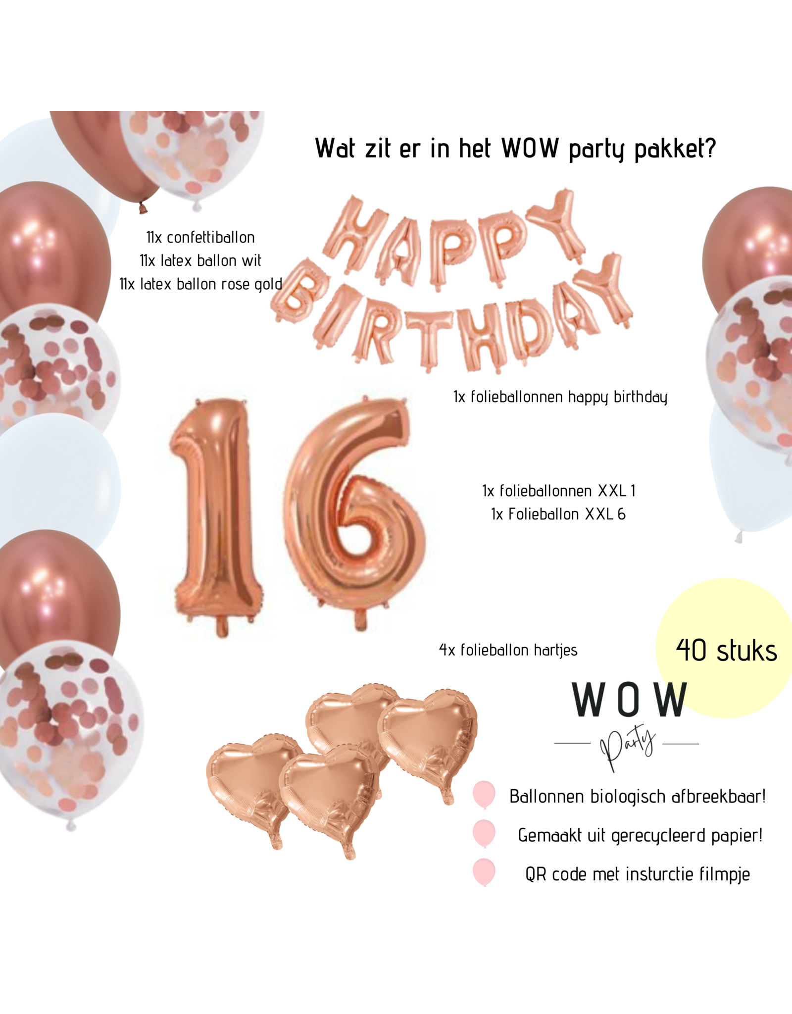 WOW partypakket | Sweet 16 decoratie pakket