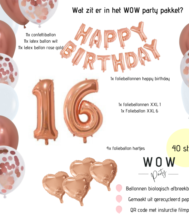 WOW partypakket | Sweet 16 decoratie pakket