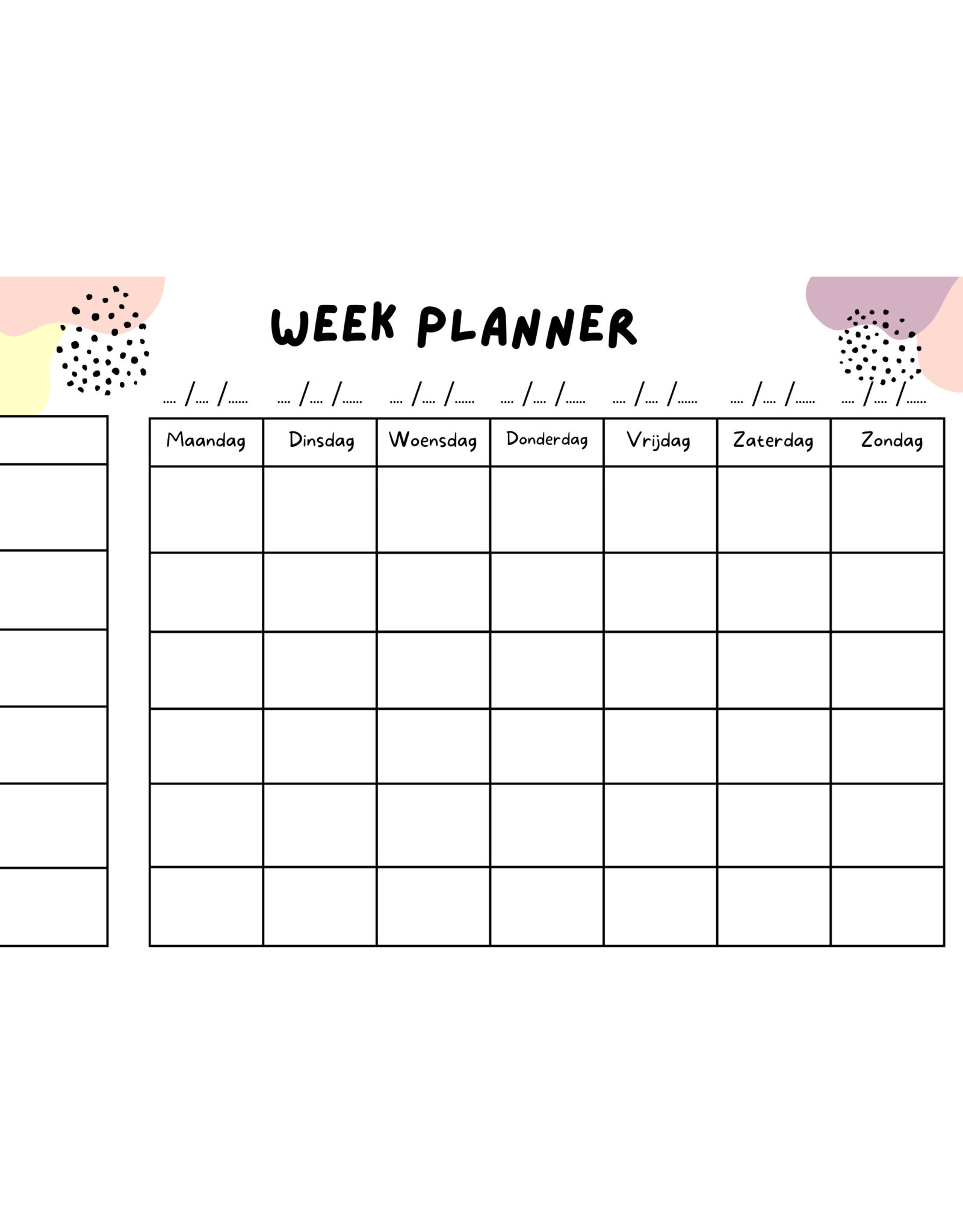 Weekplanner templates