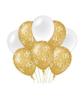 Latex ballonnen 50 goud wit