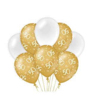 Latex ballonnen 50 goud wit
