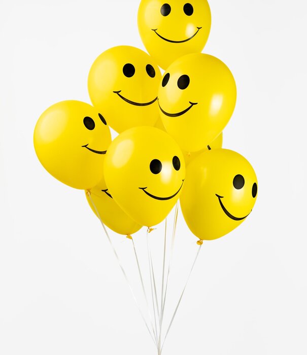 8x latex ballon gele smiley