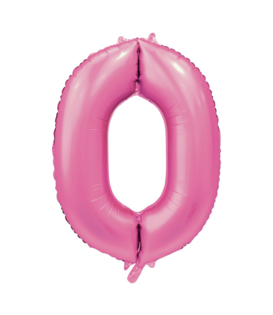 Cijferballon XXL | 0 santijn roze