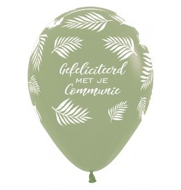 5x latex ballon gefeliciteerd met je communie olijfgroen | 30 cm