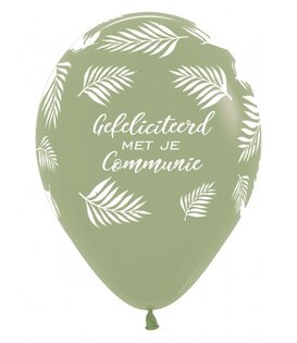 5x latex ballon gefeliciteerd met je communie olijfgroen | 30 cm