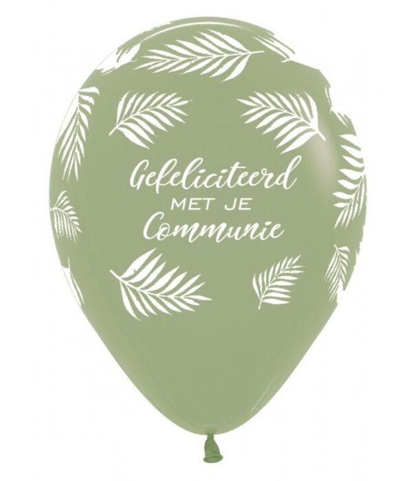 5x latex ballon gefeliciteerd met je communie olijfgroen | 30 cm