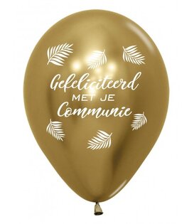 5x latex ballon gefeliciteerd met je communie goud | 30 cm