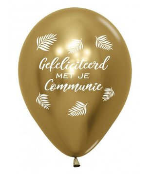 5x latex ballon gefeliciteerd met je communie goud | 30 cm