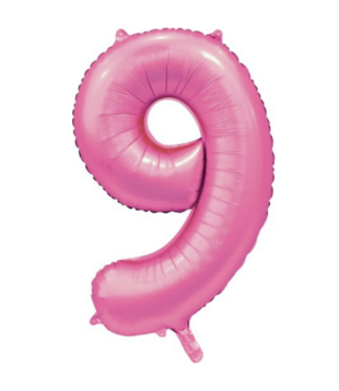 Cijferballon XXL | 9  satijn roze