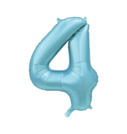Cijferballon XXL | 4 satijn lichtblauw